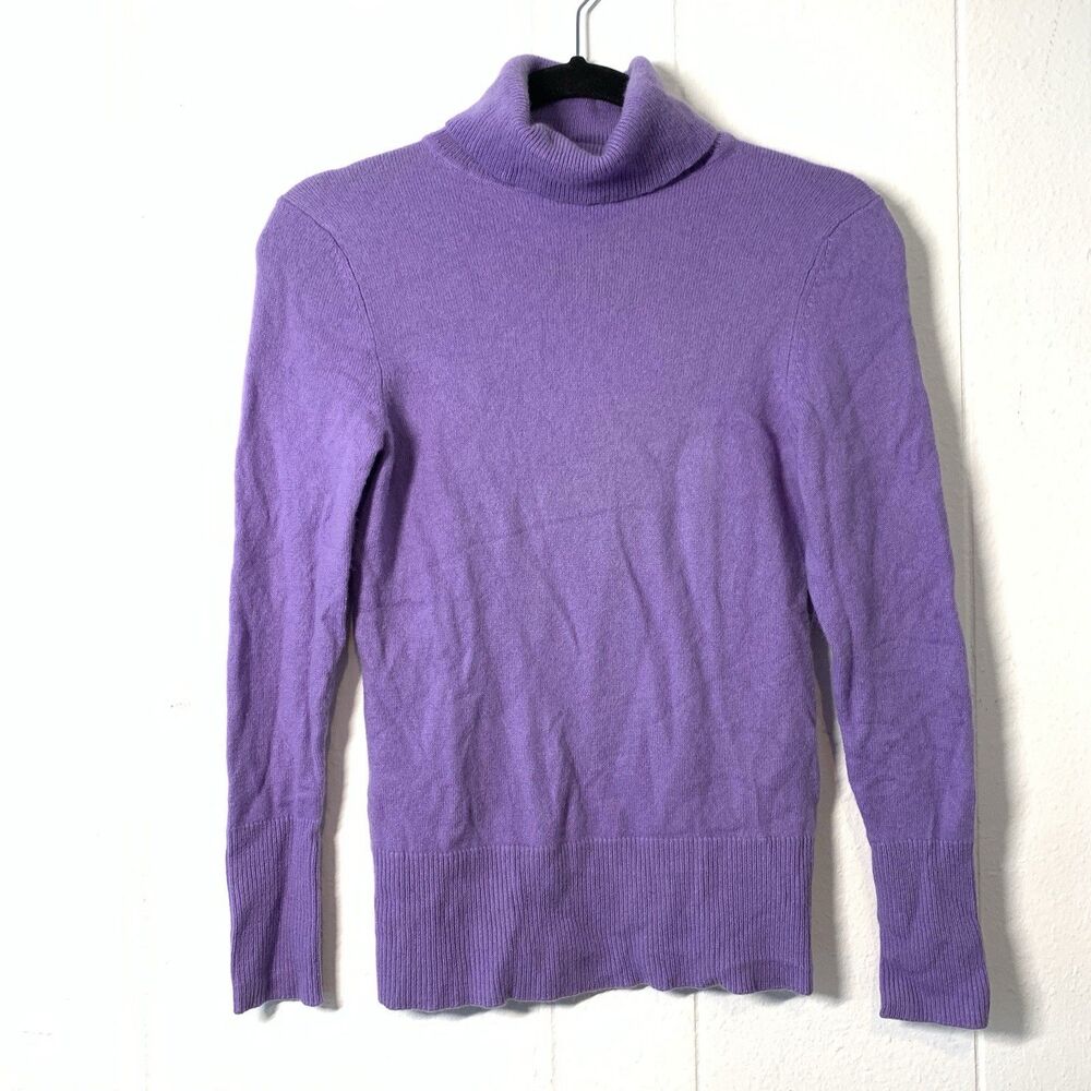 Victor Womens Small Turtleneck Sweater 100% Cashmere Lilac Purple Long Sleeve